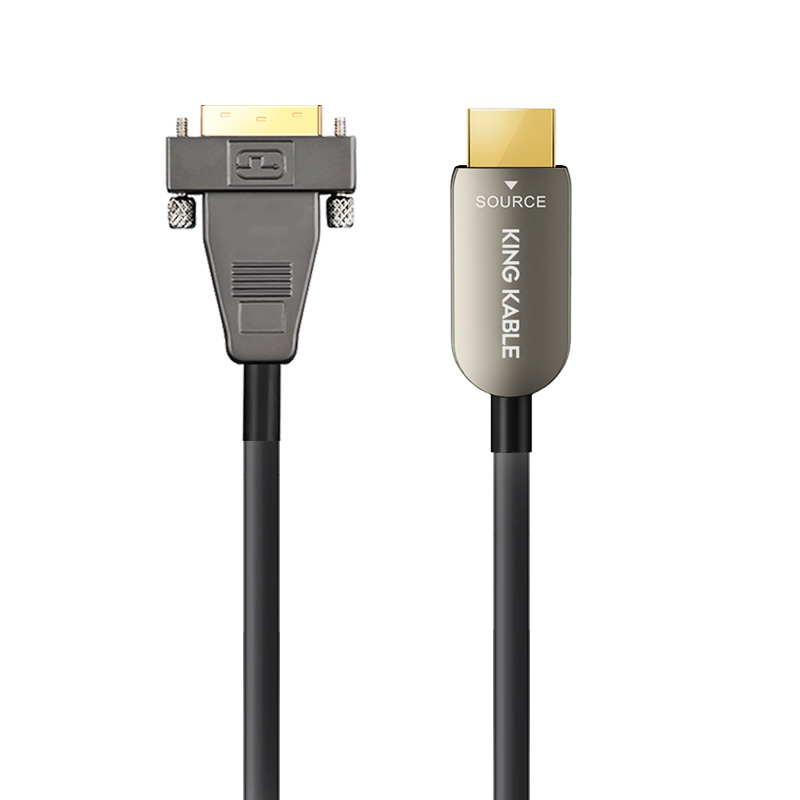 KingKable珑骧光纤HDMI转DVI 4K高清线100米长距离无损传输采用进口芯片适用于LED矩阵大屏电脑主机显卡显示器EDID自动调节10米20米30米50米